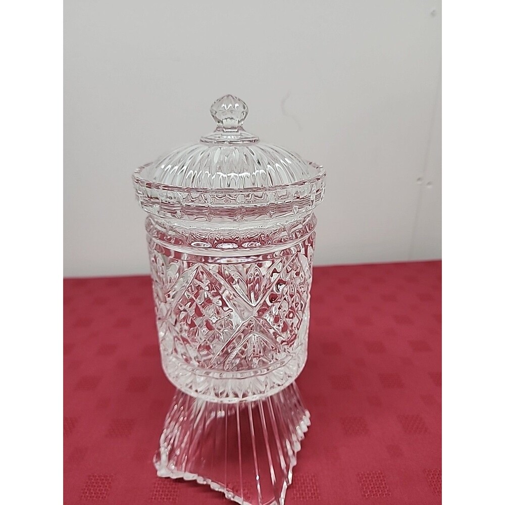 Vintage Shannon Crystal By Godinger Dublin Biscuit Barrel/Cookie Jar 5.75 In